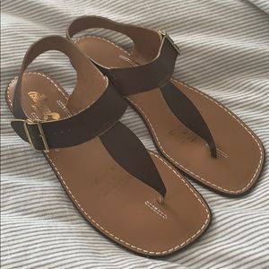 1970’s Vintage Brown Leather Sandals Festival New Never Worn Deadstock Original